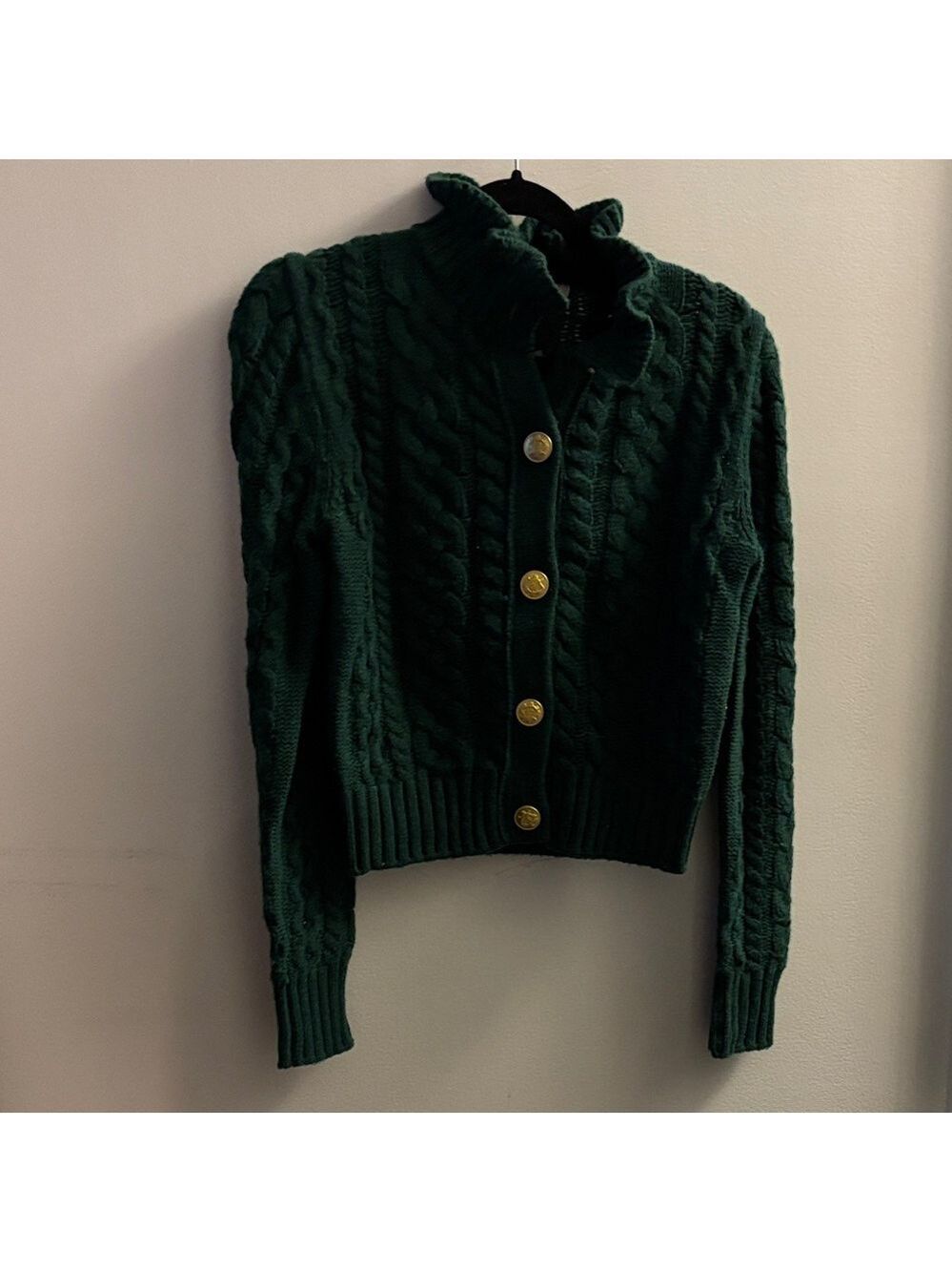 J. Crew Dark Green Cable Knit Cardigan
